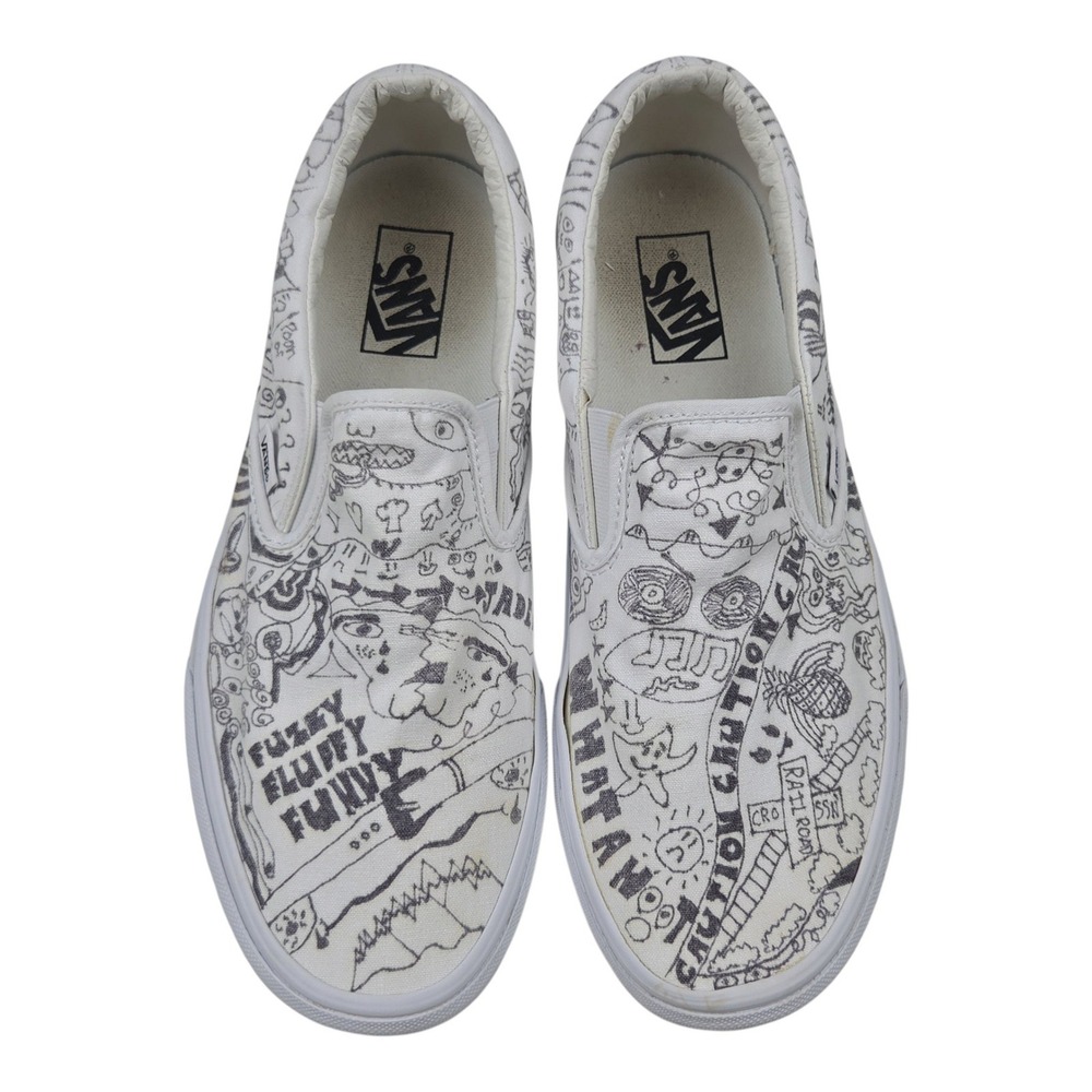 Vans Slip On U Color Shoes Sneakers 10.5 White Doodle Graphic Skater 508182